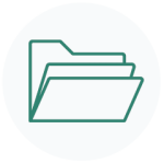 A jade green folder icon on a circular light grey background.