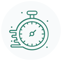 A jade green lock icon on a circular light grey background.